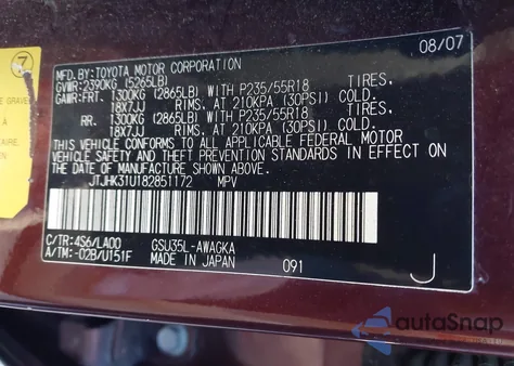 2008 Lexus Rx 350 z USA, uszkodzony, nr VIN JTJHK31U182851172